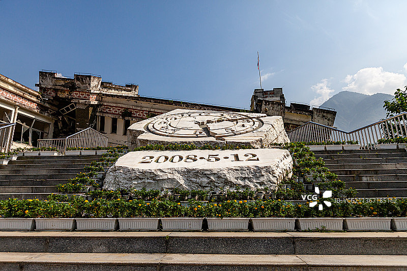 四川阿坝汶川映秀地震遗址图片素材