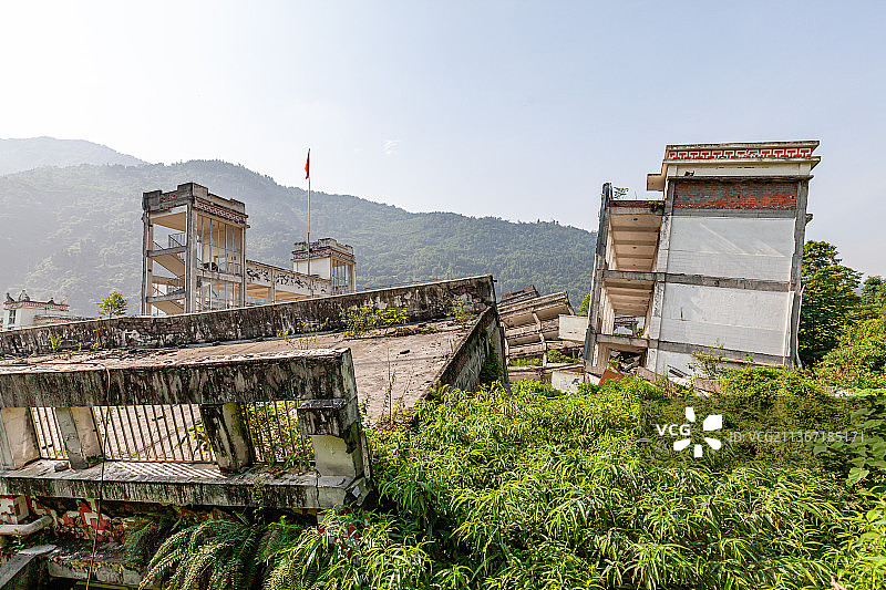 四川阿坝汶川映秀地震遗址图片素材