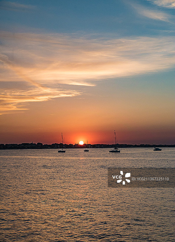 海上日落水面反射图片素材