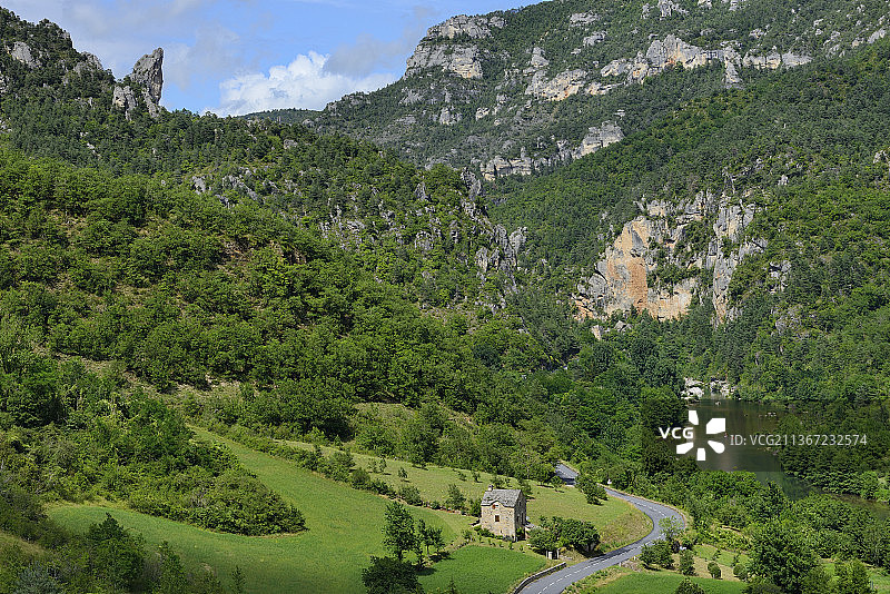 法国洛泽尔省塔恩河峡谷Les Vignes村周边图片素材