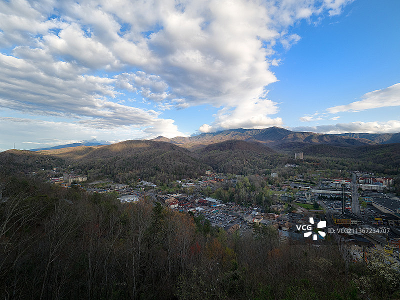 美国田纳西州加特林堡鸟瞰城镇景观图片素材