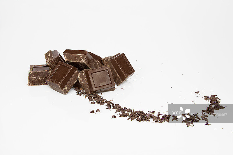 白色背景上的巧克力特写图片素材