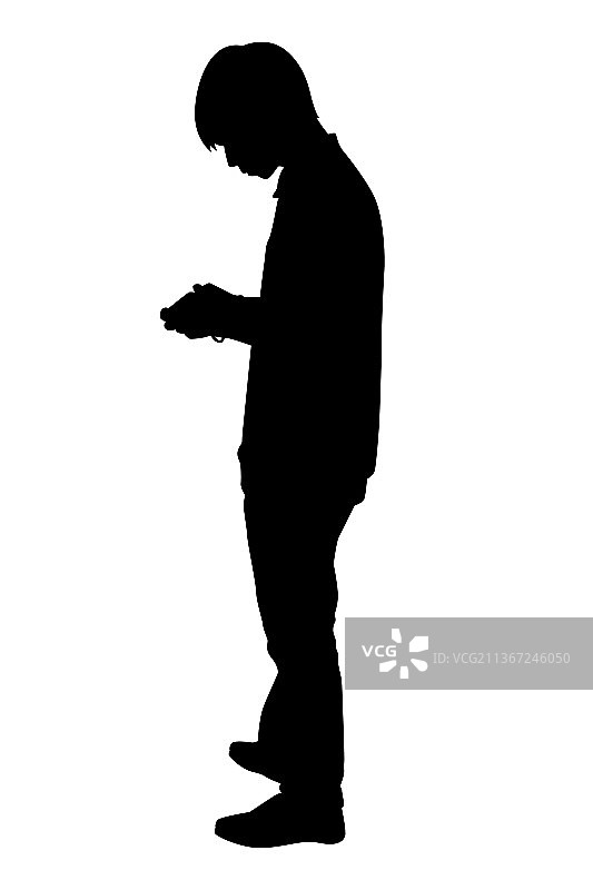 白色背景上年轻男子的轮廓图片素材