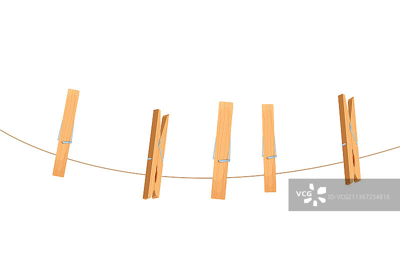 卡通木制衣夹家用物品套装图片素材