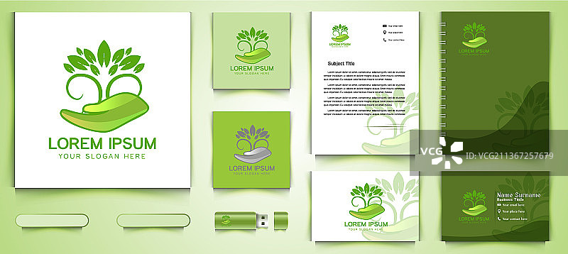 树叶树木护理标志和商业品牌图片素材