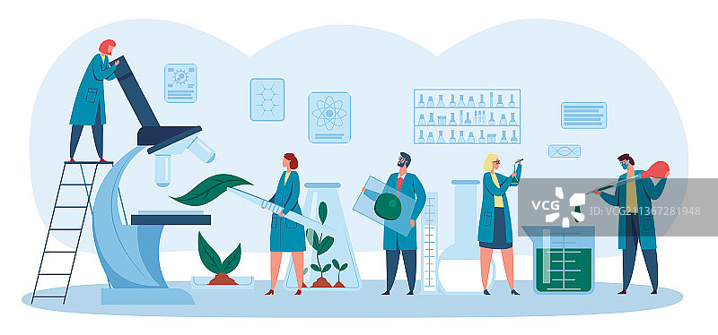 生物学家检查和研究植物图片素材