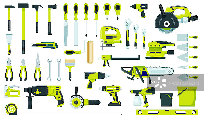 斧头锤子钻头套装图片素材