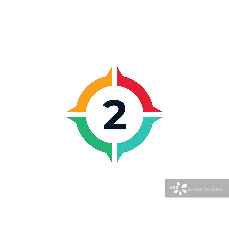 指南针标志设计中的彩色数字2图片素材
