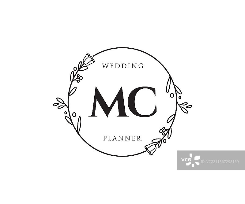 首字母MC女性Logo，适用于自然沙龙图片素材