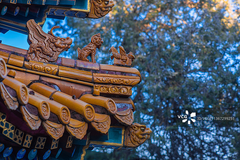 北京北海公园屋脊兽图片素材