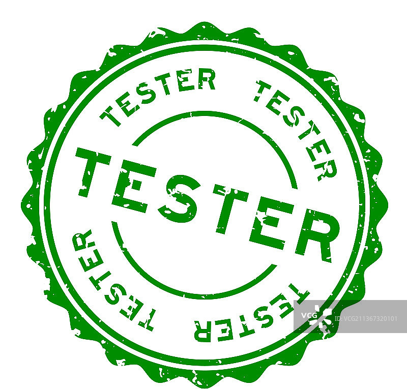 绿色Grunge风格测试词圆形橡胶印章图片素材
