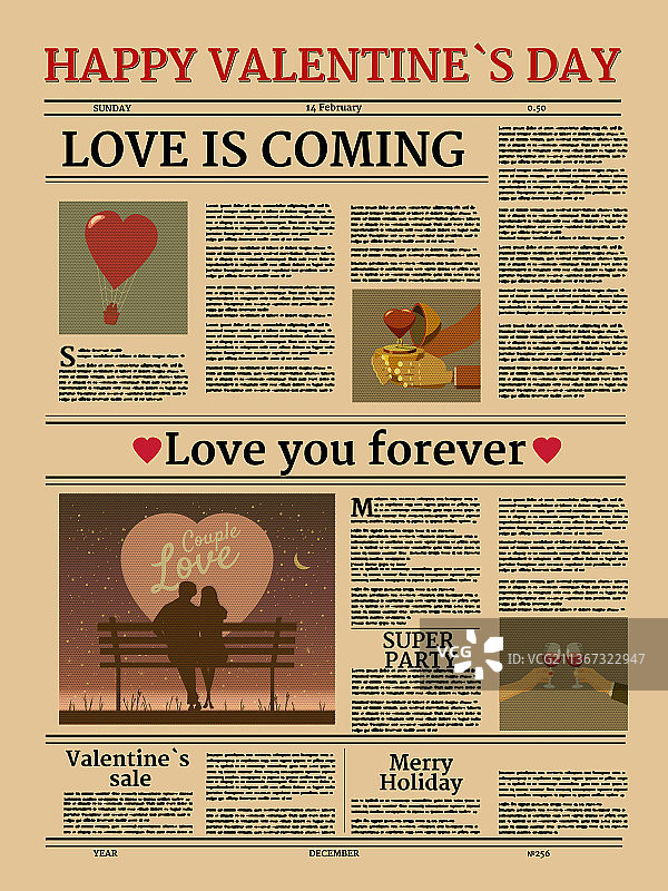 情人节报纸标题图片素材