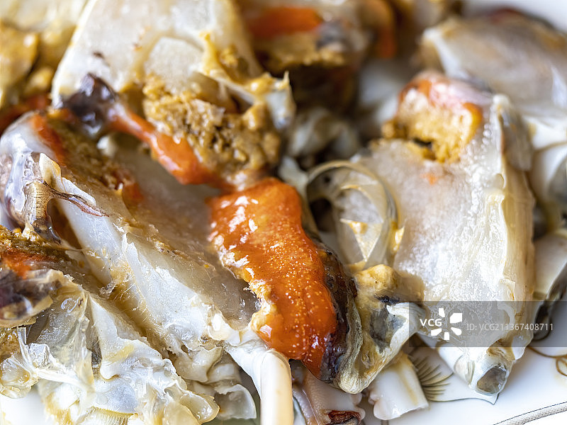 中国东南沿海传统美食炝蟹的特写图片素材