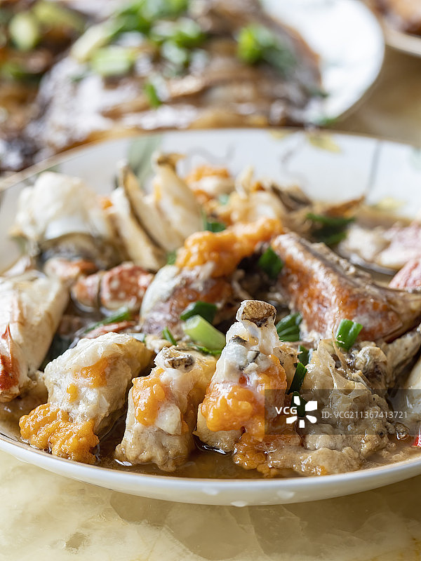 中国传统美食蒸膏蟹的特写图片素材