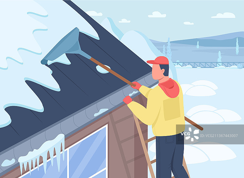 屋顶安全清洁扁平风格图片素材