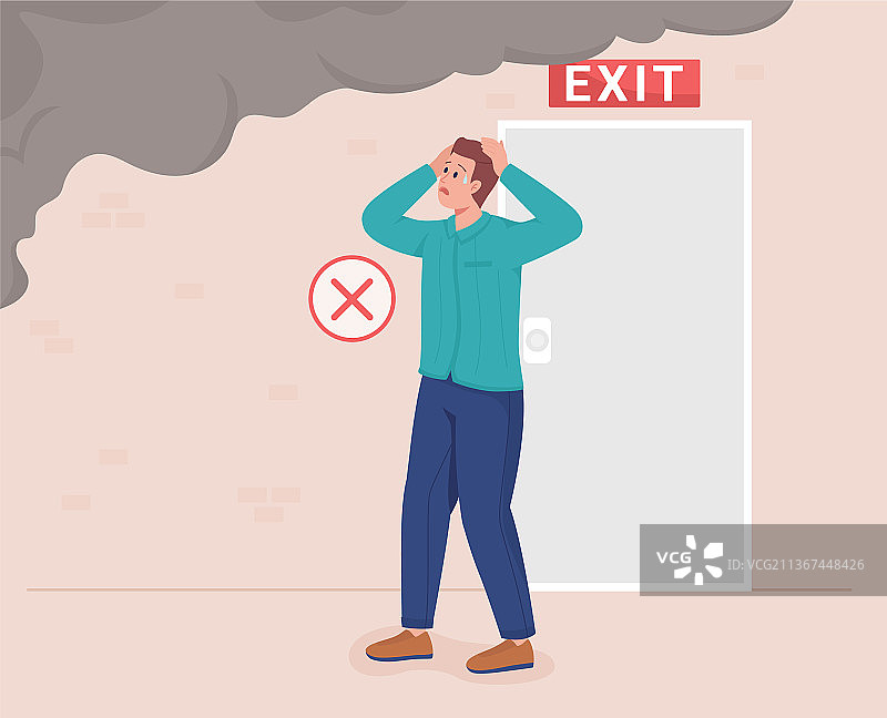 火灾紧急情况下的恐慌图片素材