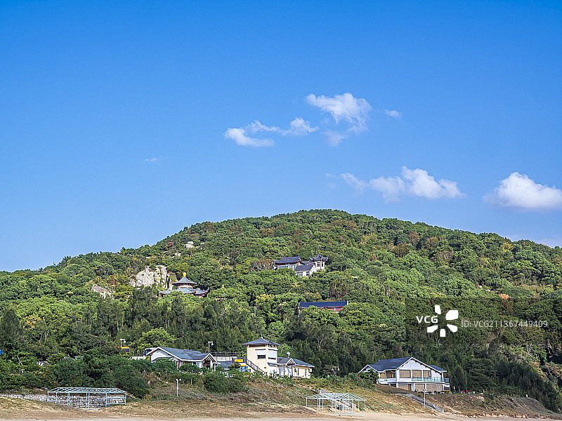 浙江舟山普陀山百步沙海滩风景图片素材