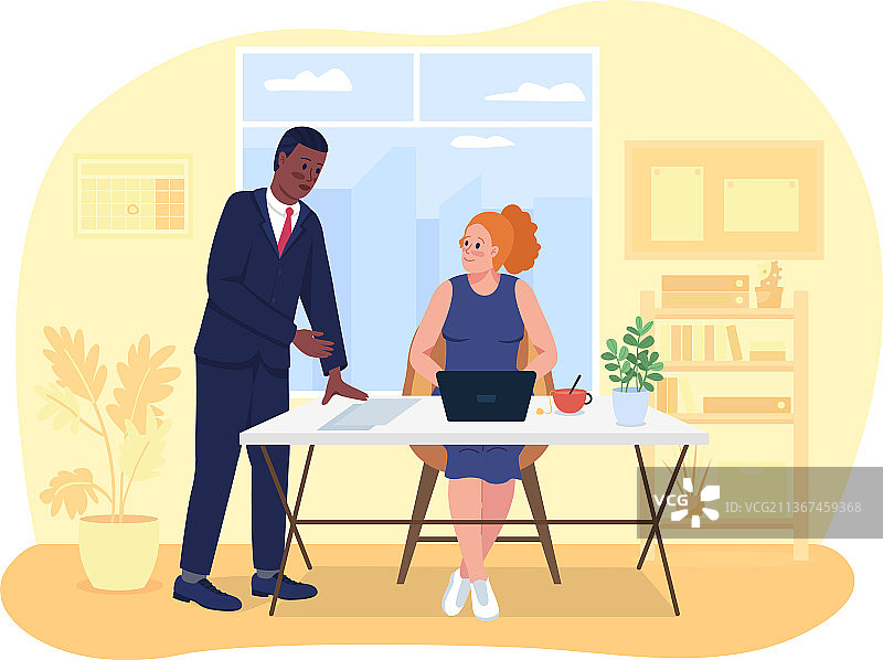 工作中乐于助人的老板2D插画图片素材