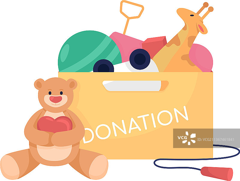 玩具捐赠箱半扁平颜色项目图片素材