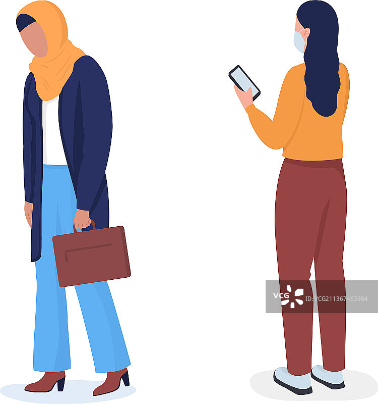 半扁平风格的失业女性角色图片素材