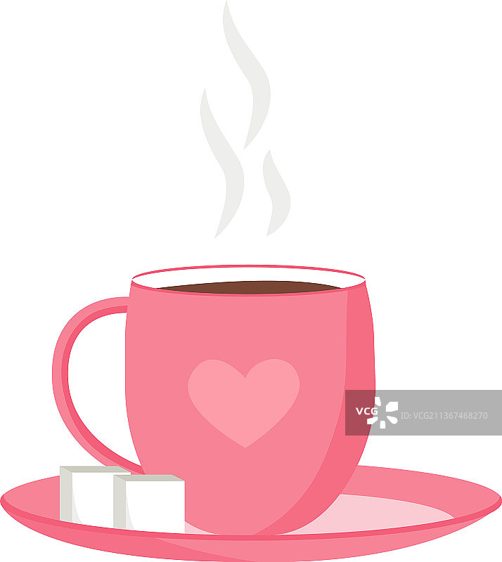 精美热茶半扁平色彩物体图片素材