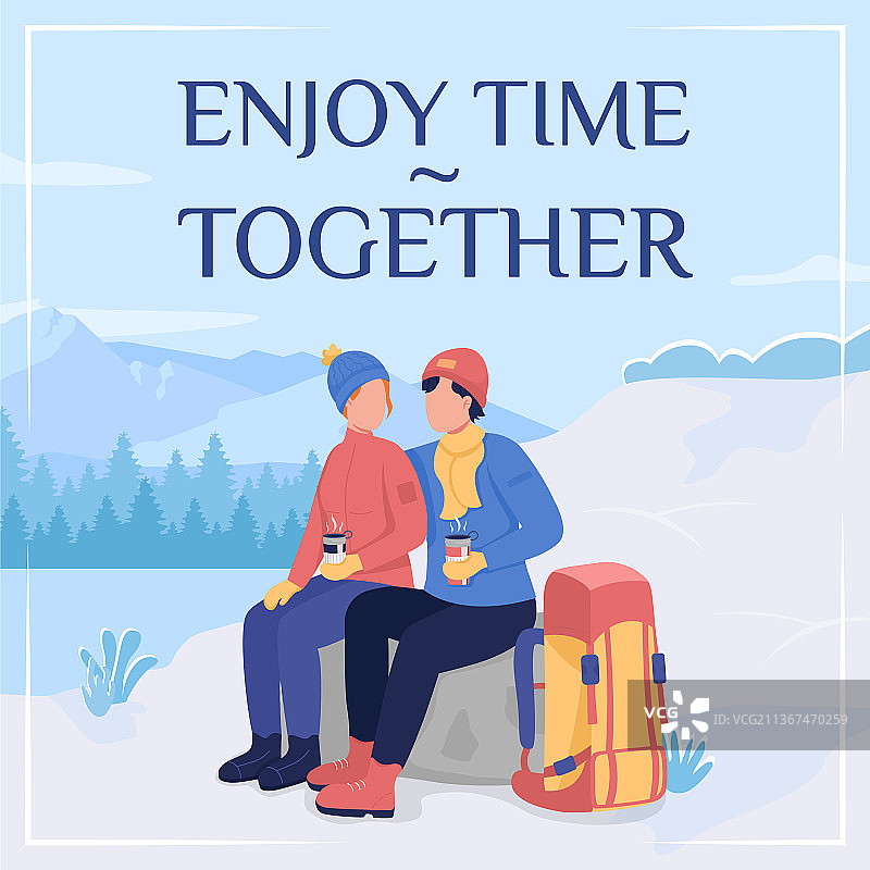冬季露营情侣社交媒体帖子样机图片素材