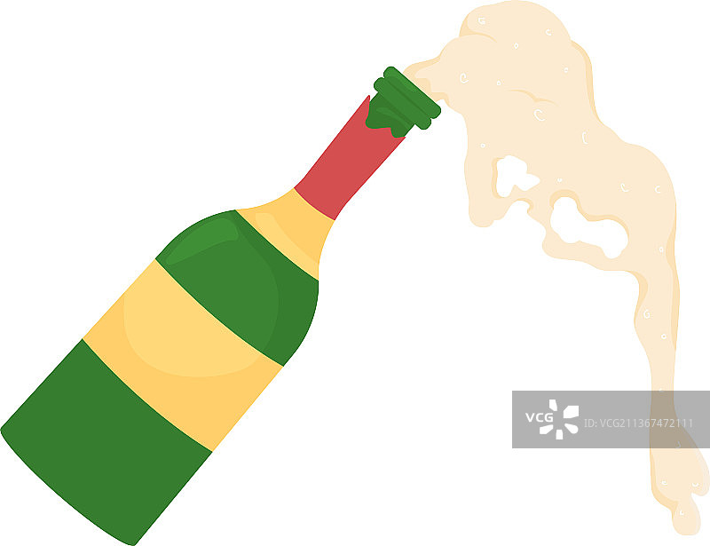 倾倒气泡酒半扁平风格图片素材