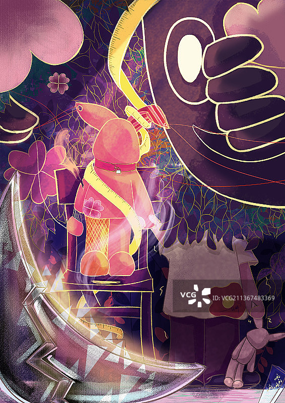 插画兔子氛围故事图片素材