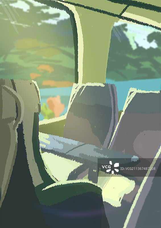 插画列车午后阳光温暖图片素材