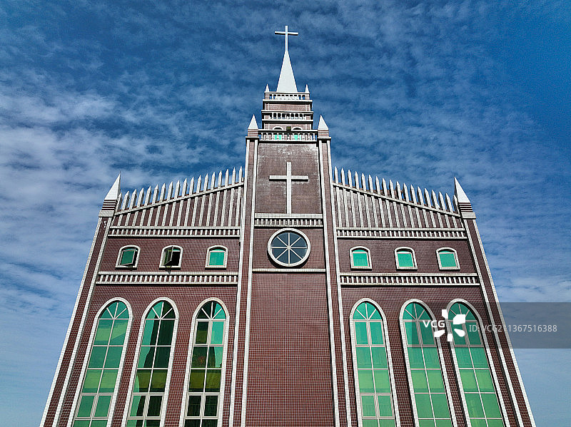 广东省惠州市惠城区江北基督教恩惠堂航拍图片素材