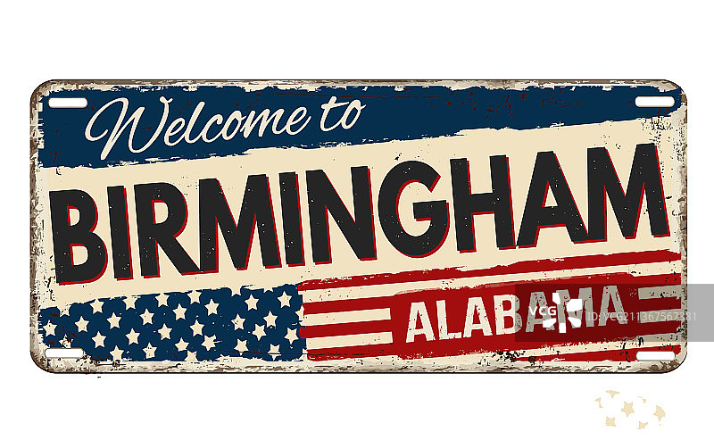 欢迎来到伯明翰复古铁锈金属标志图片素材