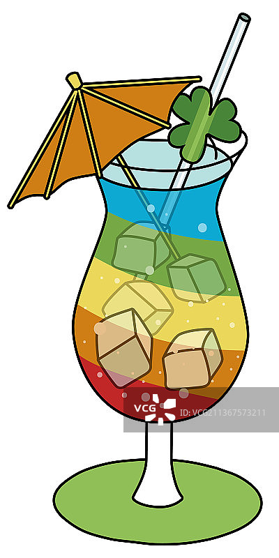 圣帕特里克节彩虹提基特色鸡尾酒图片素材