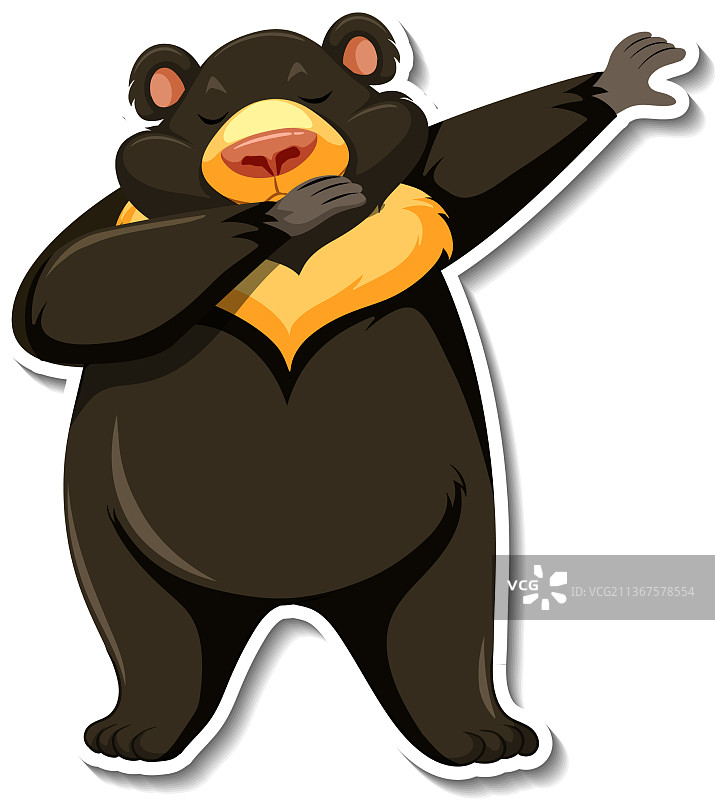 亚洲黑熊卡通贴纸图片素材