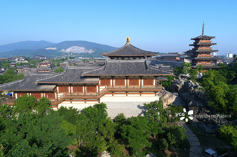航拍襄阳唐城景区影视城影视基地城市风光图片素材