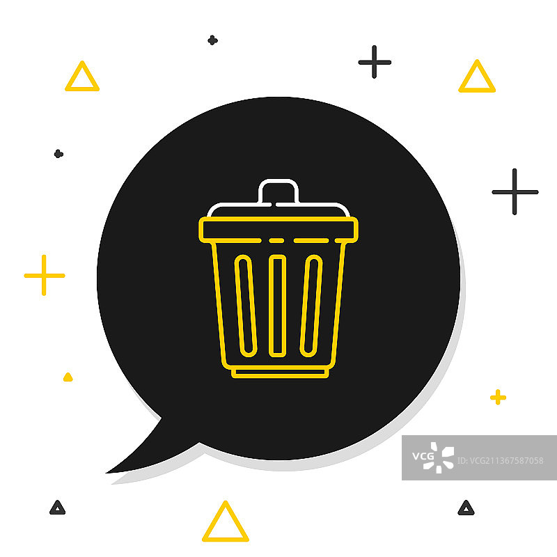 白色背景上的线条垃圾桶图标图片素材