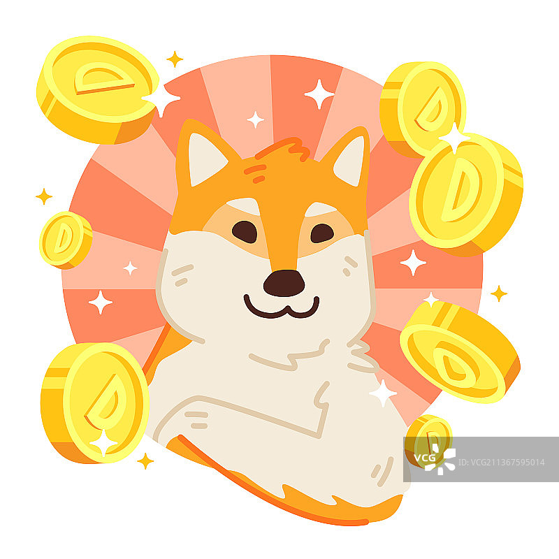 手绘狗狗币图片素材