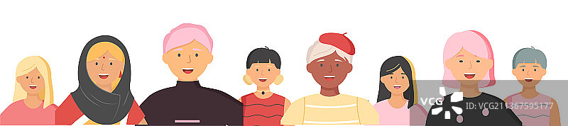 不同种族的人们站在一起图片素材