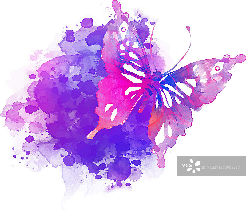 蝴蝶水彩背景图片素材