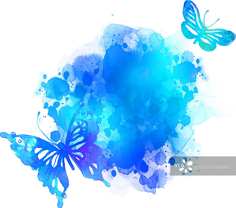 蝴蝶水彩背景图片素材