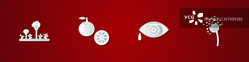 霉菌橙子与微红过敏眼睛元素套装图片素材