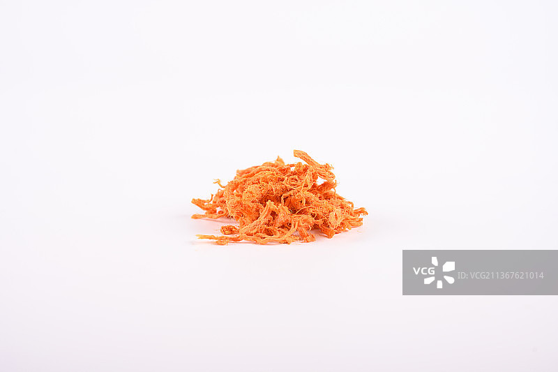 白色背景上的一小堆肉松图片素材