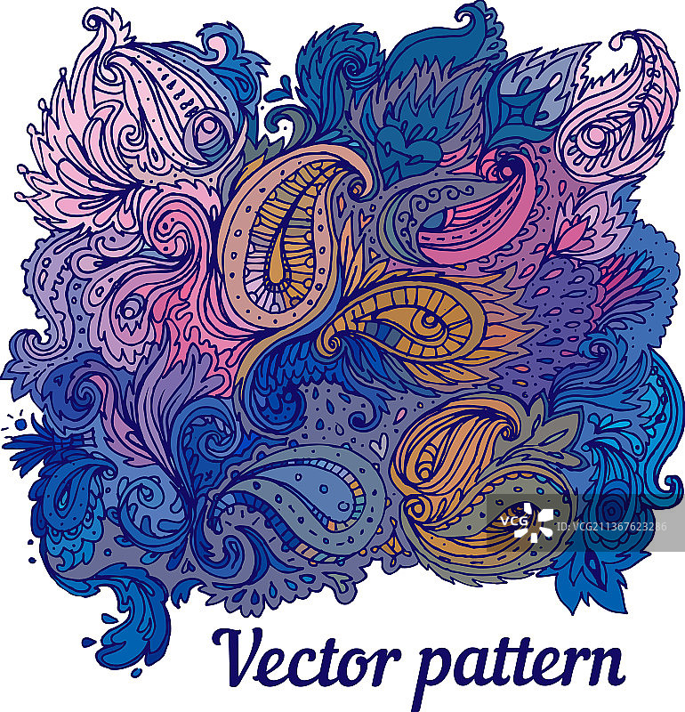 抽象彩色佩斯利花纹图片素材