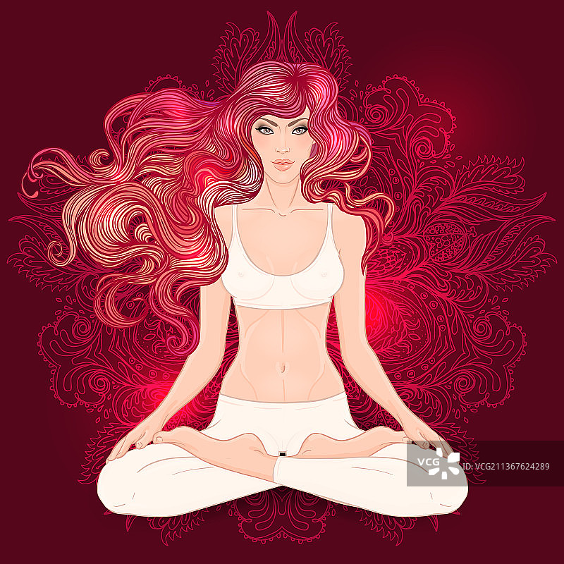 长卷红色头发的漂亮白人女孩图片素材