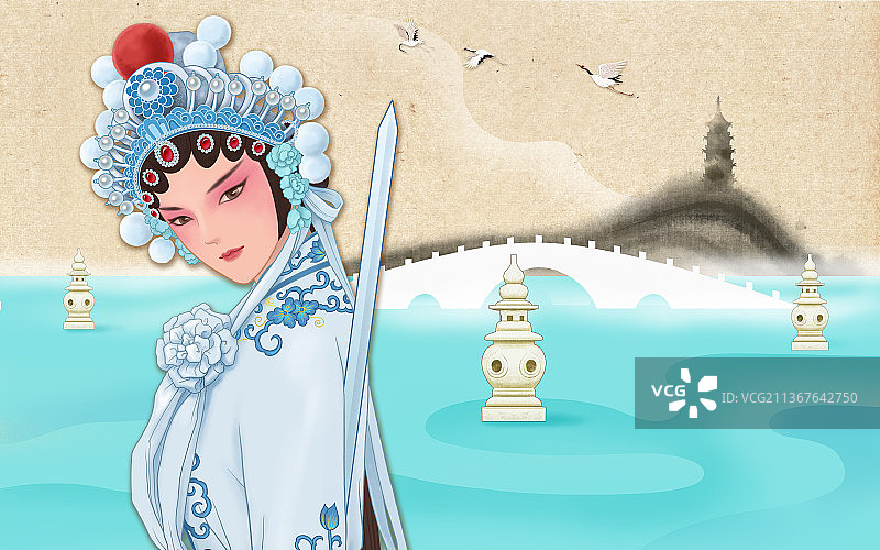 京剧白素贞西湖断桥图片素材