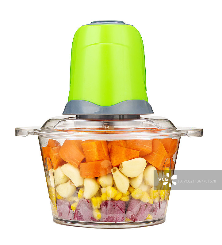 装了各种蔬菜的打馅碎菜搅拌机图片素材