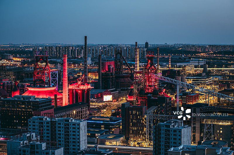 北京会首钢工业园区灯光秀图片素材