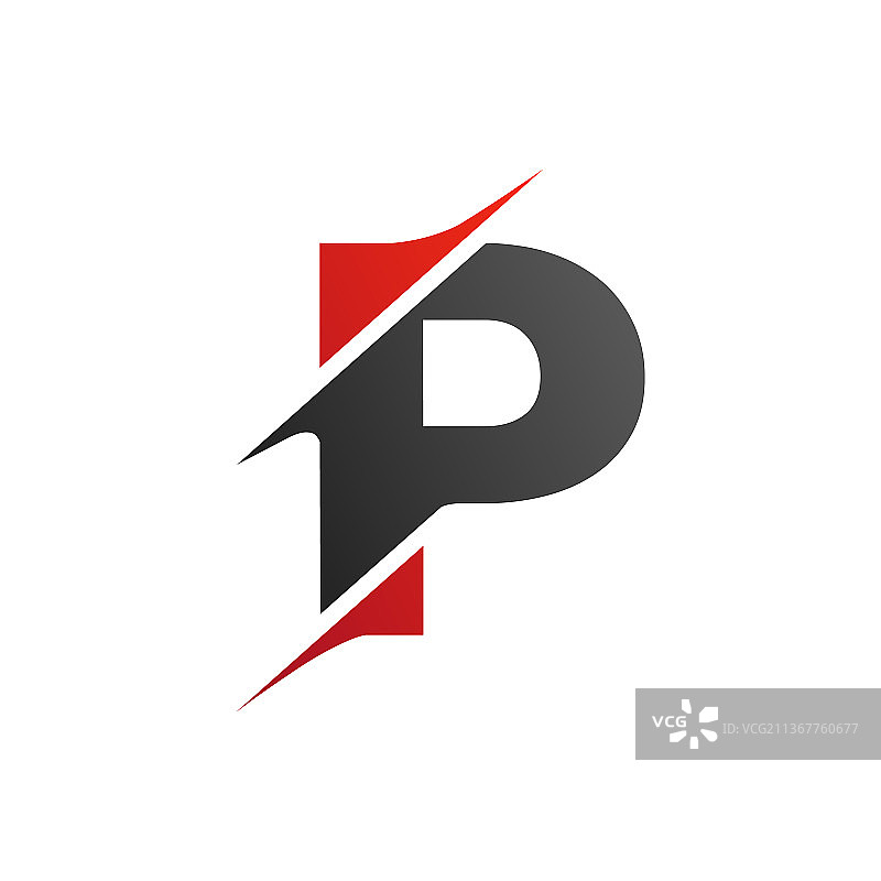 首字母P切片风格logo模板设计图片素材