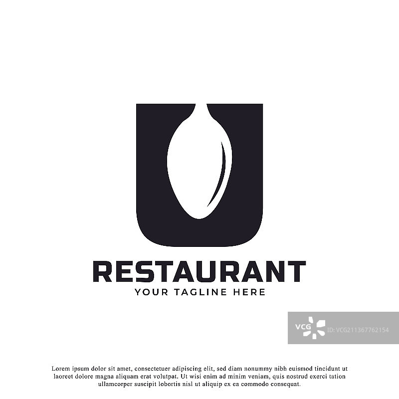 字母U勺子叉子餐厅logo首字母设计图片素材