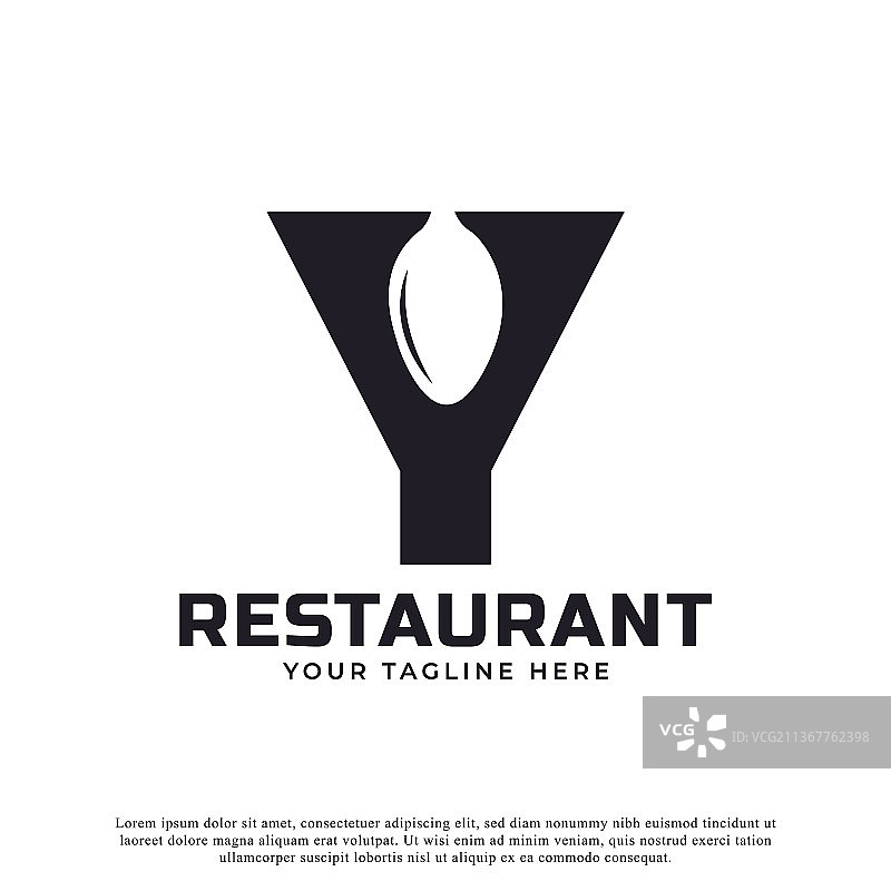 带有勺子和叉子的餐厅logo首字母Y图片素材