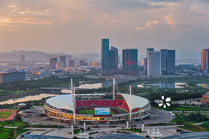义乌市体育场义乌CBD风光图片素材